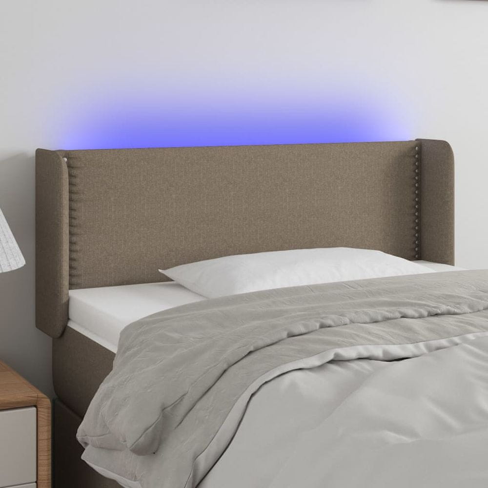 Vidaxl Čelo postele s LED sivohnedé 93x16x78/88 cm látka